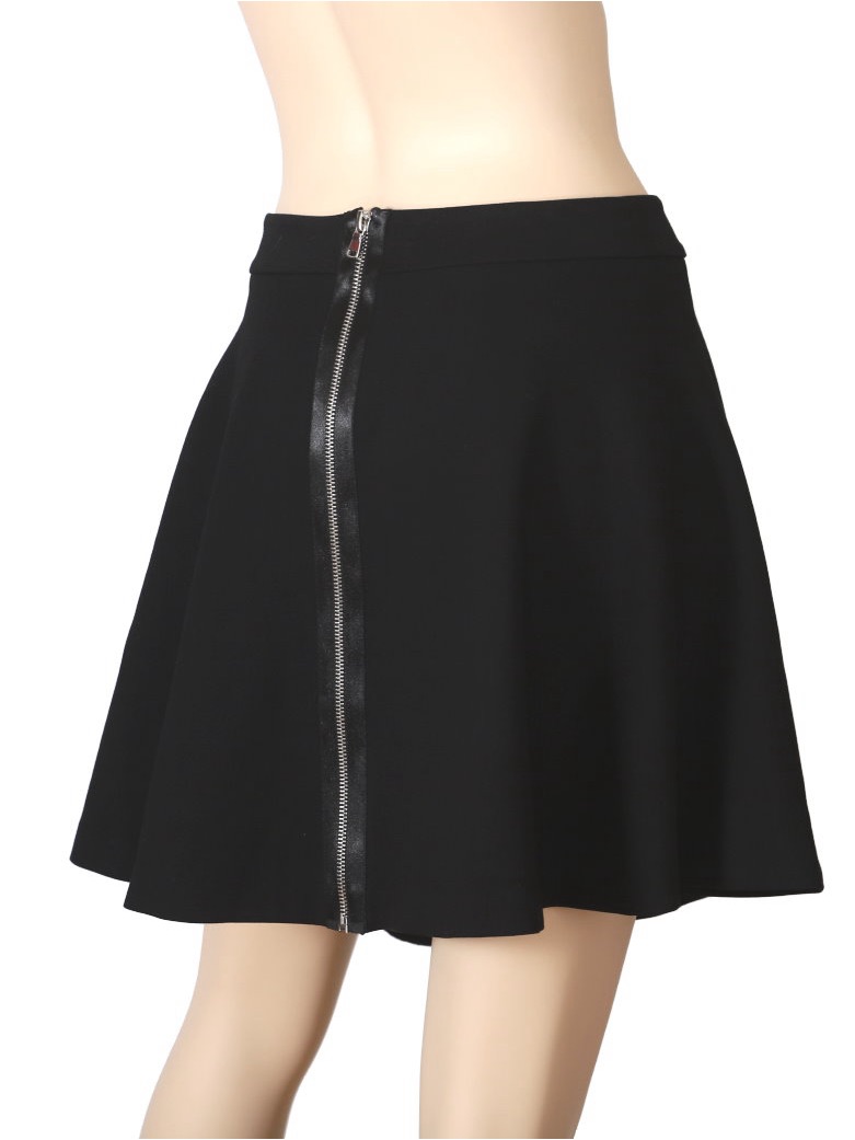 Mcq By Alexander Mcqueen Black Jersey Zipper Detail Flared Skirt Xl